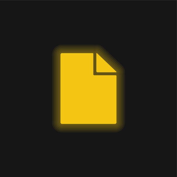 Document vierge jaune brillant icône néon - Vecteur, image