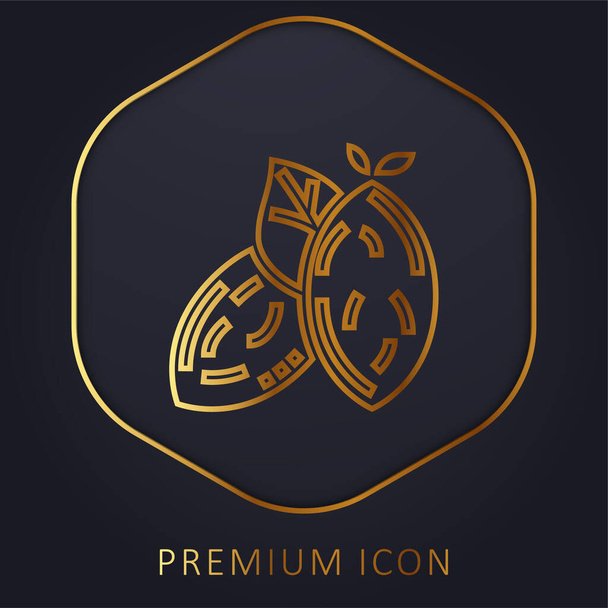 Almendra línea dorada logotipo premium o icono - Vector, Imagen