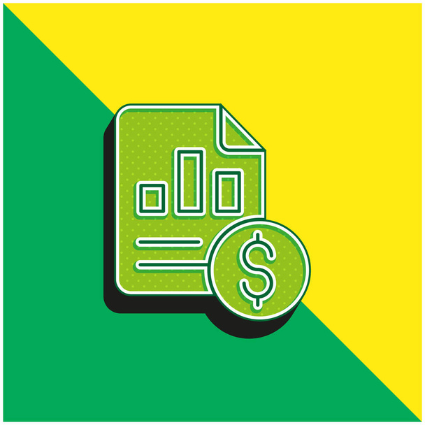 Análisis verde y amarillo moderno 3d vector icono logo - Vector, Imagen