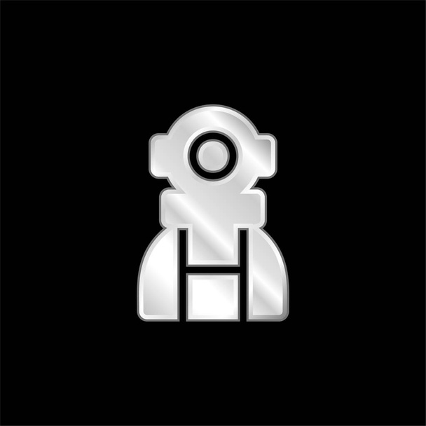 Astronauta plateado icono metálico - Vector, Imagen