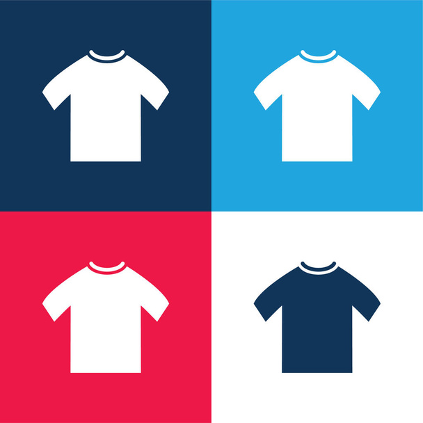 Black Male T Shirt blue and red four color minimal icon set - Vector, Image