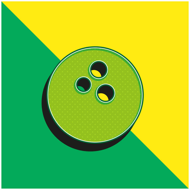 Bowling Ball Green і жовтий сучасний 3d векторний логотип ікони - Вектор, зображення