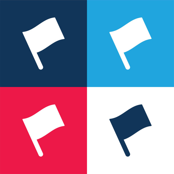 Preto Pólo Bandeira azul e vermelho quatro cores conjunto de ícones mínimos - Vetor, Imagem