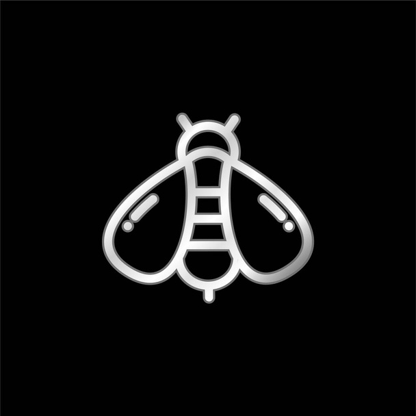 Včelí stříbrná metalická ikona - Vektor, obrázek