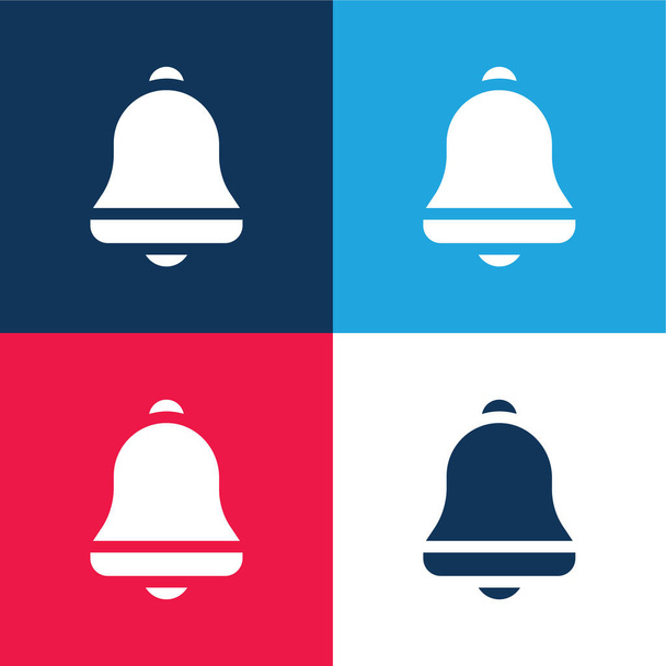 Bell blauw en rood vier kleuren minimale pictogram set - Vector, afbeelding