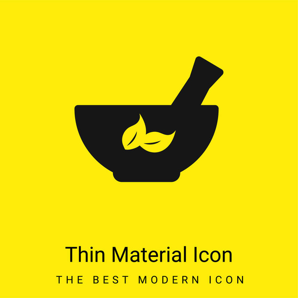 Tazón ayurvédico mínimo icono de material amarillo brillante - Vector, imagen
