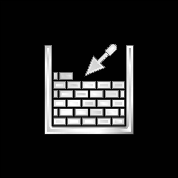 Brickwork postříbřená kovová ikona - Vektor, obrázek