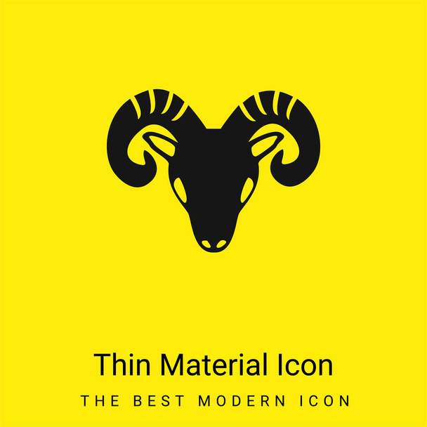 Bélier Zodiaque Symbole De Tête De Chèvre Frontale minime icône de matériau jaune vif - Vecteur, image