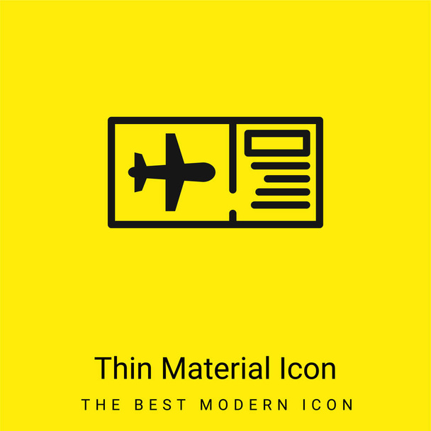 Billete de avión mínimo icono de material amarillo brillante - Vector, imagen