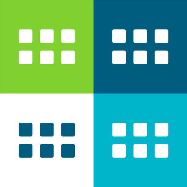 App Flat vier kleuren minimale pictogram set - Vector, afbeelding