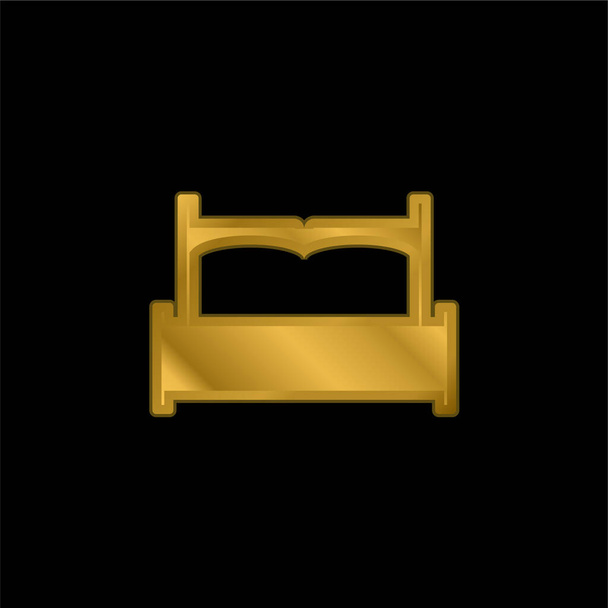 Wielki łóżeczko złoty metaliczny ikona lub wektor logo - Wektor, obraz