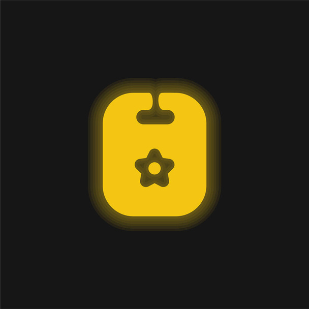 Śliniak z kwiatem Design żółty świecący neon ikona - Wektor, obraz