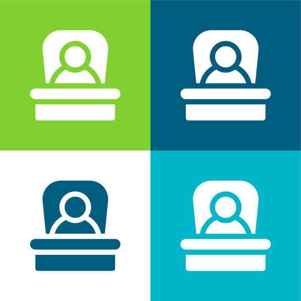 Boss Flat conjunto de iconos mínimos de cuatro colores - Vector, Imagen