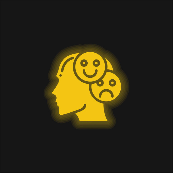 Bipoláris sárga izzó neon ikon - Vektor, kép