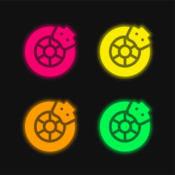 Тормозной четырехцветный светящийся неоновый вектор - Вектор,изображение