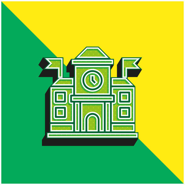 アカデミーグリーンと黄色の現代的な3Dベクトルアイコンのロゴ - ベクター画像