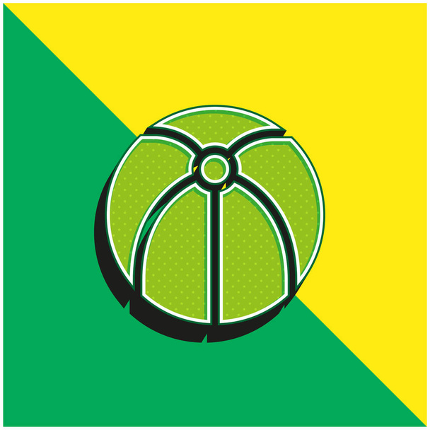 Plaj Topu Yeşil ve Sarı 3D vektör simgesi logosu - Vektör, Görsel