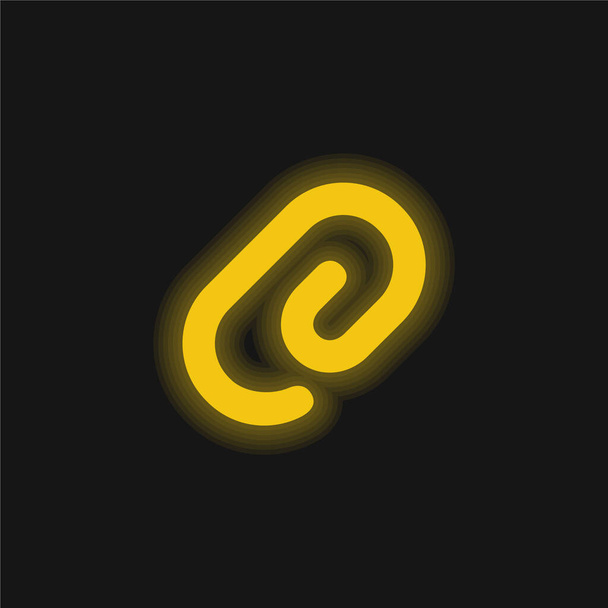 Bevestig Interface Clip Symbool geel gloeiend neon pictogram - Vector, afbeelding