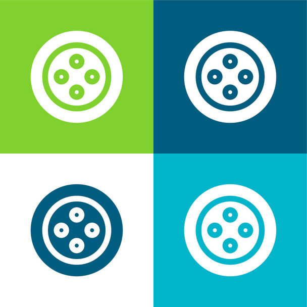 Botton Set d'icônes minimal plat quatre couleurs - Vecteur, image