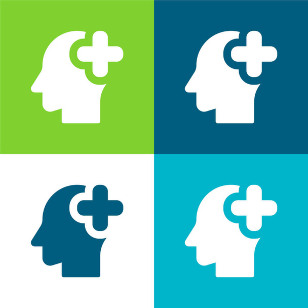 Cervello Organo piatto quattro colori minimo set di icone - Vettoriali, immagini