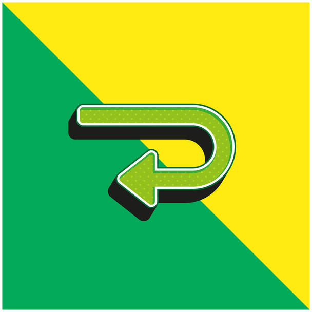 Volver Verde y amarillo moderno 3d vector icono logo - Vector, imagen