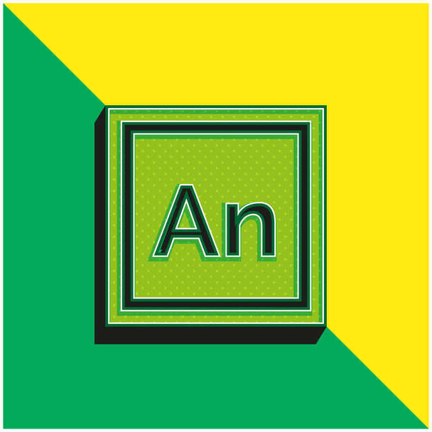 Κινούμενα σχέδια Πράσινο και κίτρινο σύγχρονο 3d διάνυσμα εικονίδιο λογότυπο - Διάνυσμα, εικόνα