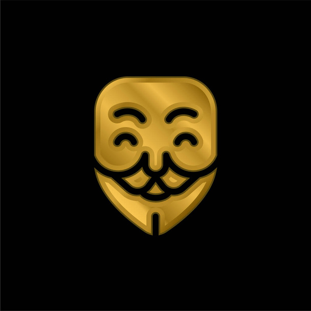 Ícone metálico banhado a ouro anônimo ou vetor de logotipo - Vetor, Imagem