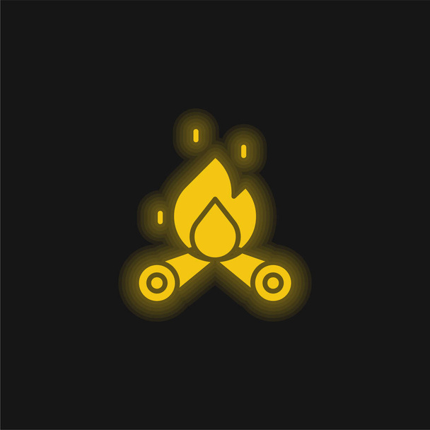 Bonfire sárga izzó neon ikon - Vektor, kép