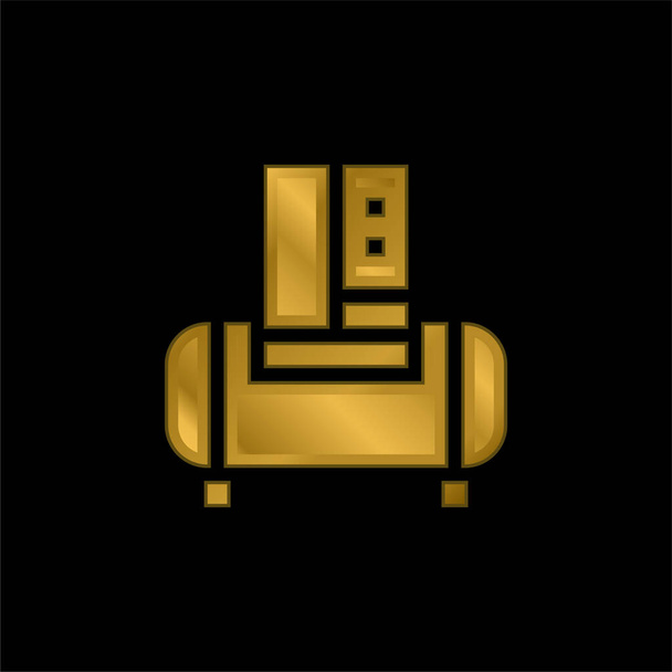 Sprężarka powietrza złocona metaliczna ikona lub wektor logo - Wektor, obraz