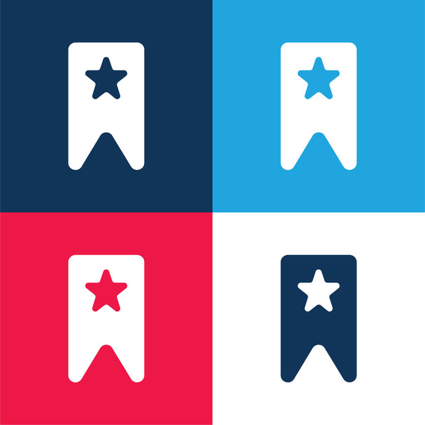 Bookmark For Favorites blue and red four color minimal icon set - Vector, Image