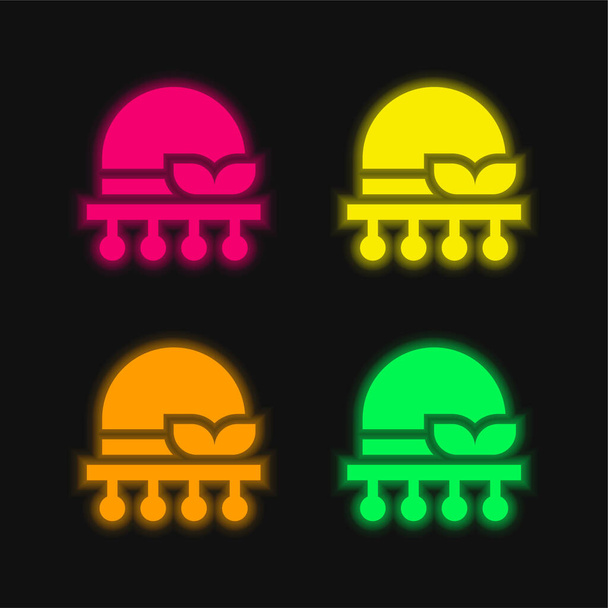 Bonnet four color glowing neon vector icon - Vector, Image
