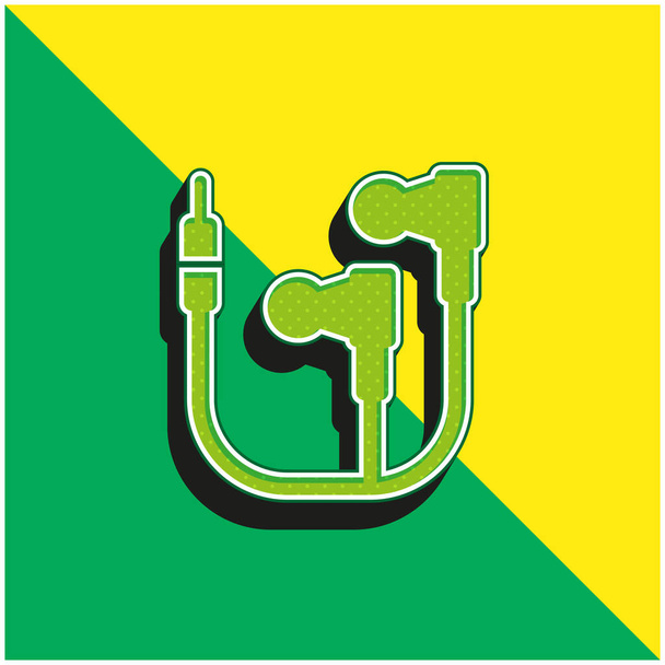 Auriculares grandes verde y amarillo moderno vector 3d icono logotipo - Vector, Imagen