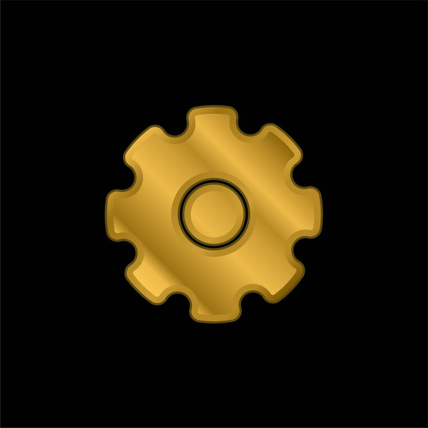 Big Cogwheel gold plated metalic icon or logo vector - Vector, Image
