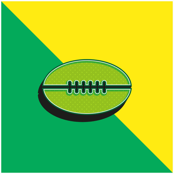 アメリカンフットボールボールグリーンと黄色の現代的な3Dベクトルアイコンのロゴ - ベクター画像
