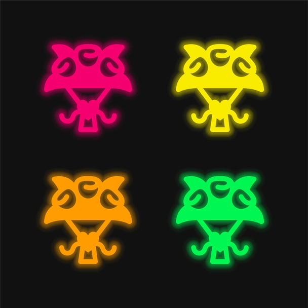 Ramo de cuatro colores brillante icono de vectores de neón - Vector, Imagen