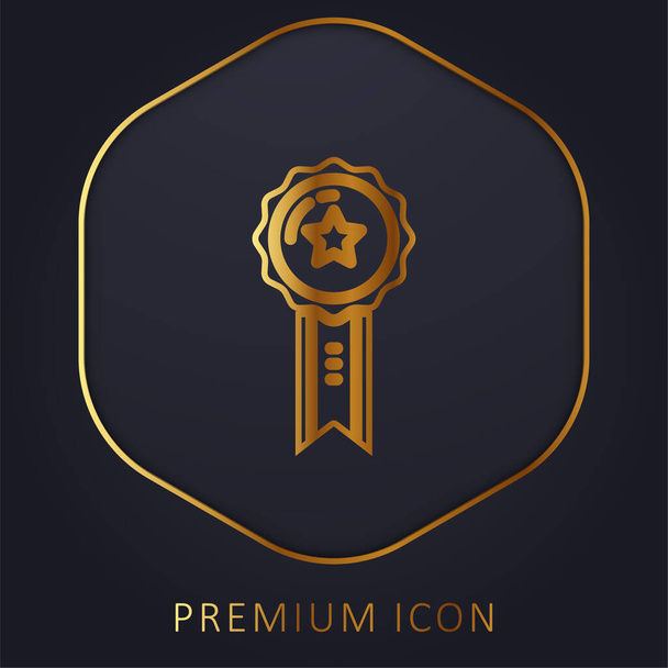 Badge golden line premium logo or icon - Vector, Image