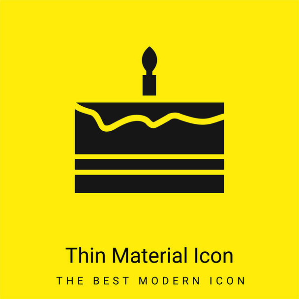 Bolo de aniversário mínimo ícone material amarelo brilhante - Vetor, Imagem