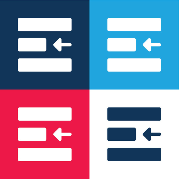Alinear azul y rojo conjunto de iconos mínimo de cuatro colores - Vector, Imagen