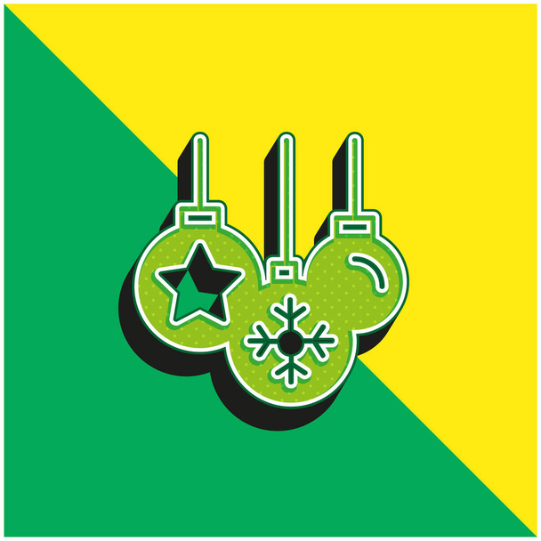 Baubles Vihreä ja keltainen moderni 3d vektori kuvake logo - Vektori, kuva