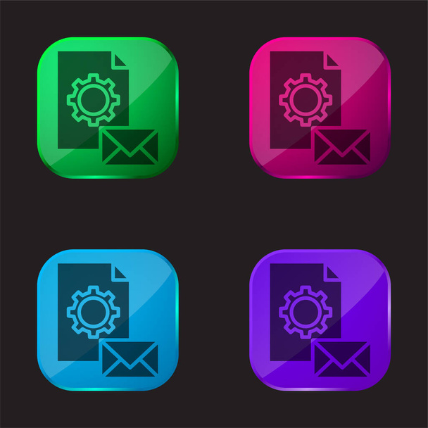 Znakowanie czterech kolorów ikona przycisku szkła - Wektor, obraz
