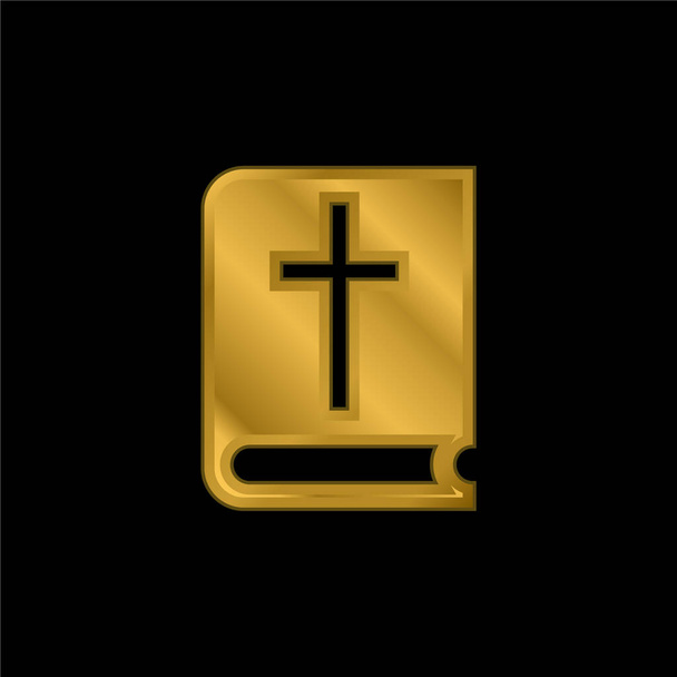 Bible pozlacená kovová ikona nebo vektor loga - Vektor, obrázek