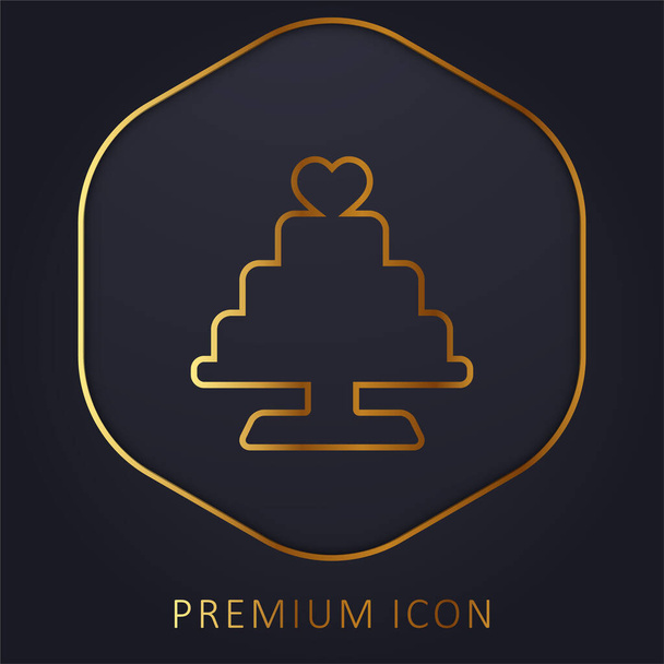 Birthday Cake línea de oro logotipo premium o icono - Vector, imagen