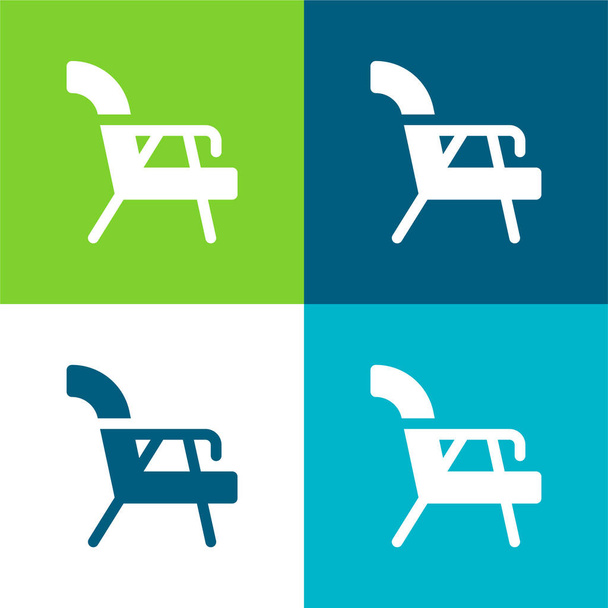Sessel Flache vier Farben minimales Symbol-Set - Vektor, Bild