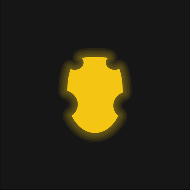 Escudo de guerrero negro amarillo brillante icono de neón - Vector, imagen