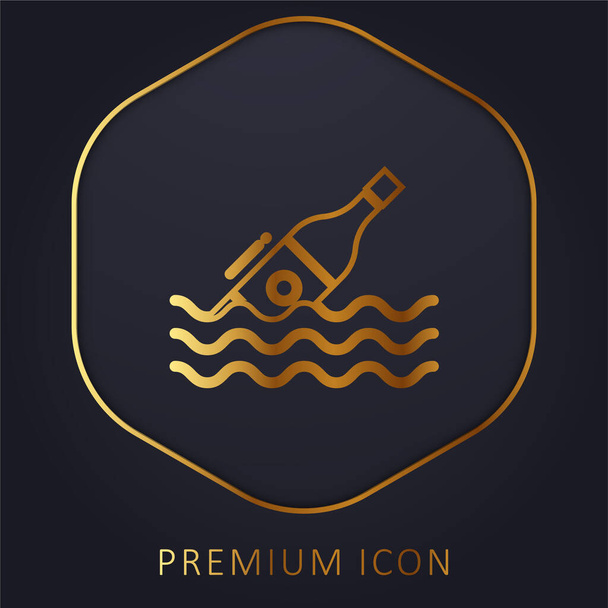 Bouteille ligne d'or logo premium ou icône - Vecteur, image
