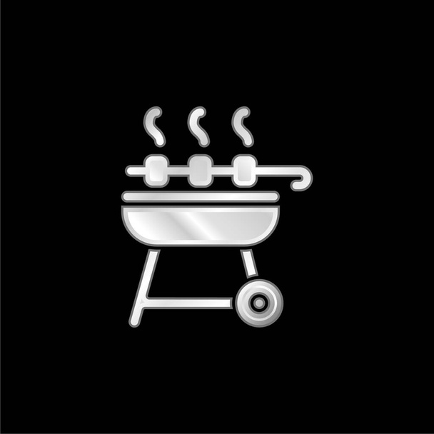 Barbeque postříbřená kovová ikona - Vektor, obrázek