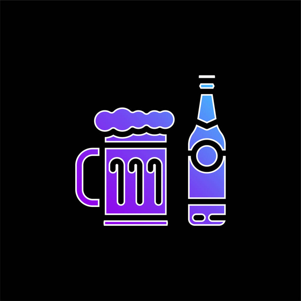 Ícone de vetor gradiente azul de cerveja - Vetor, Imagem