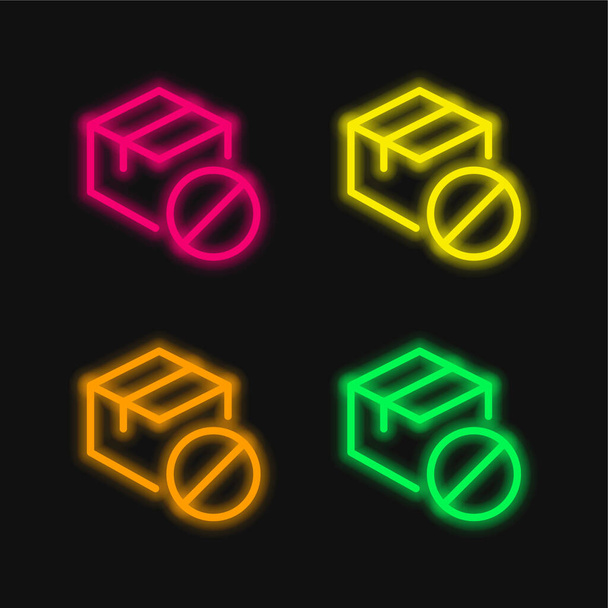 Yasaklanmış dört renkli neon vektör simgesi - Vektör, Görsel