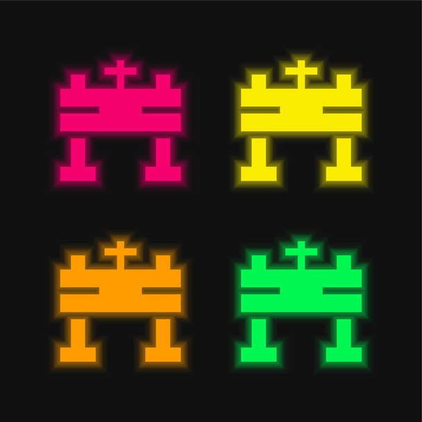Altar cuatro color brillante icono del vector de neón - Vector, Imagen