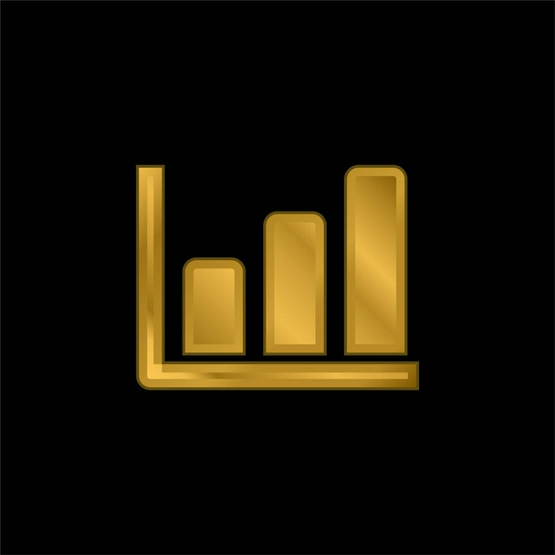 Bar Graph chapado en oro icono metálico o logotipo vector - Vector, Imagen